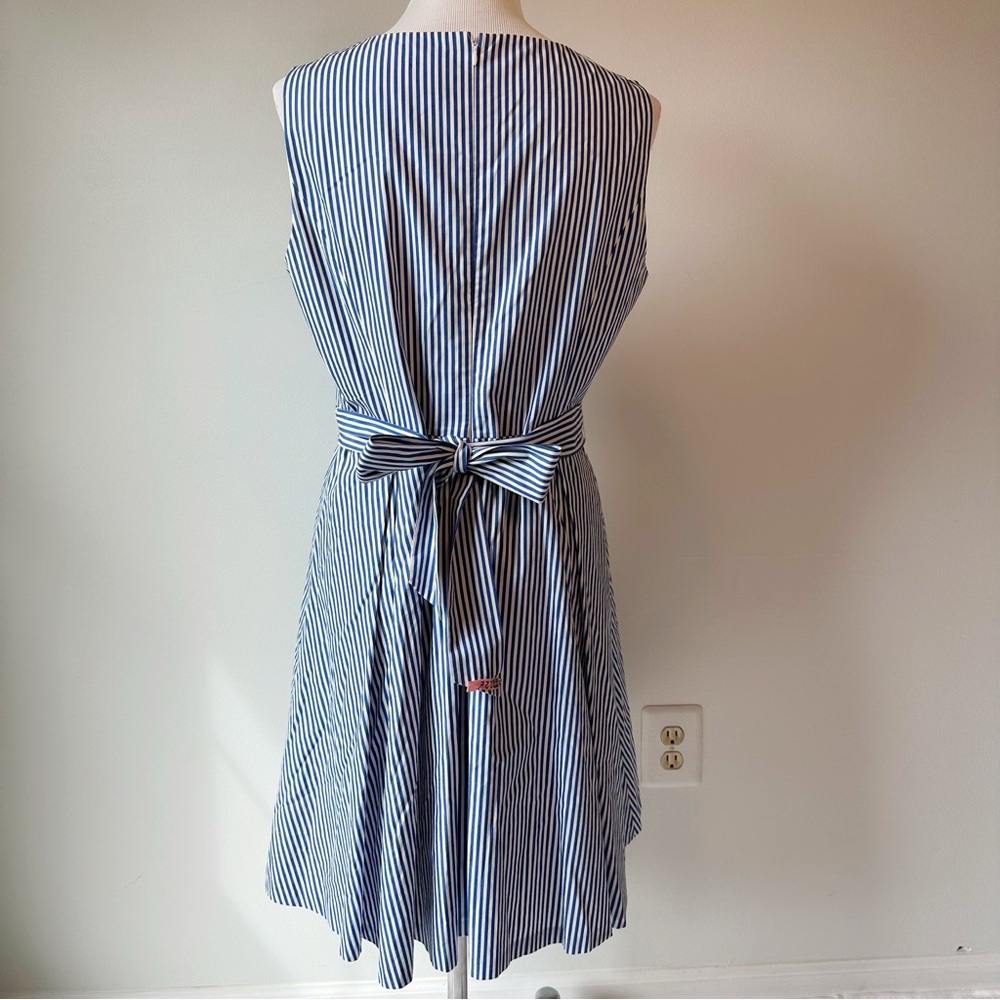 Pappagallo Blue White Fit & Flare Sleeveless Dress Nautical Preppy, size Medium - Picture 4 of 16